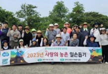 농수산진흥원, 용인 양파농가에서 농촌일손 도와